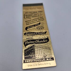 Vintage Matchbook Hotel Prince Charles Fayetteville North Carolina